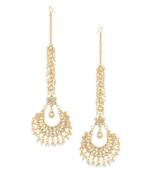 Kundan Chand Earrings With Kundan Ear Chains
