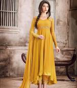 Mustard  embroidered faux georgette Anarkali