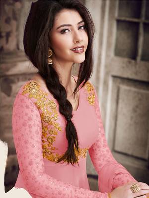 Pink embroidered faux georgette Anarkali 2