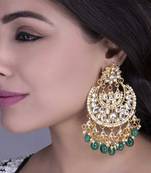 tanaaz Green kundan chandbali earrings