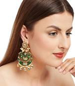 green Kundan Meenakari Earrings