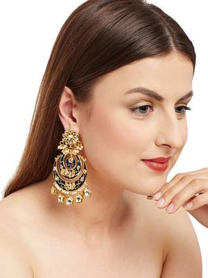 Blue Kundan Meenakari Earrings 1
