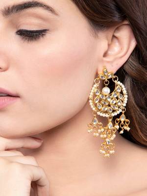 White kundan chandbali earrings 1