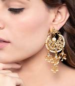White kundan chandbali earrings