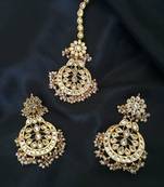sabina kundan chandbali earrings with maangtikka set