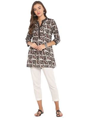 brown rayon straight print straight stitched kurta 1