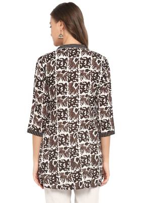 brown rayon straight print straight stitched kurta 2