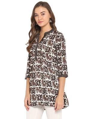 brown rayon straight print straight stitched kurta 3