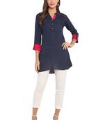 blue rayon straight print   straight stitched kurta