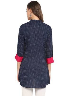 blue rayon straight print   straight stitched kurta 2