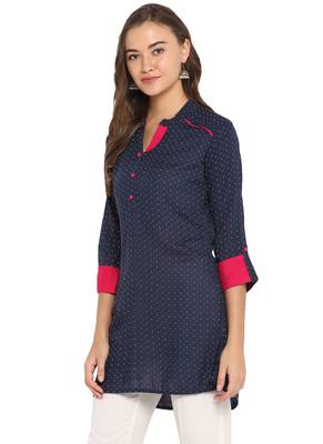 blue rayon straight print   straight stitched kurta 3