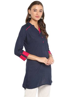 blue rayon straight print   straight stitched kurta 4