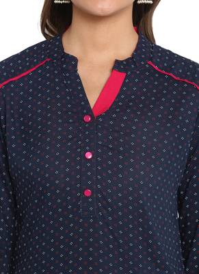 blue rayon straight print   straight stitched kurta 5