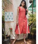 Gajari Two Sided Embroidered  Khadi Frill Sleeveless Kurta