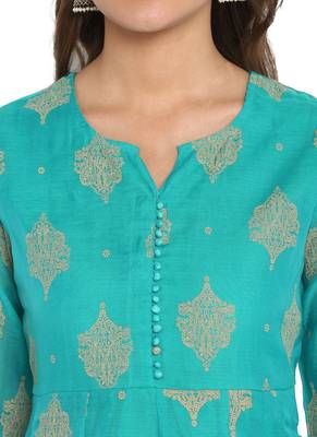 green poly anarkali print  anarkali stitched kurta 5
