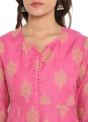 pink poly anarkali print  anarkali stitched kurta 5