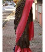 Navy Blue And Pink Colored Banarasi Pattu Silk Saree With Golden Embroidered work