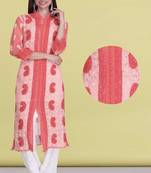 Orange Embroidered Faux Georgette Chikankari Kurti 