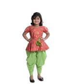 Pink Plain Jaquard Kids Tops