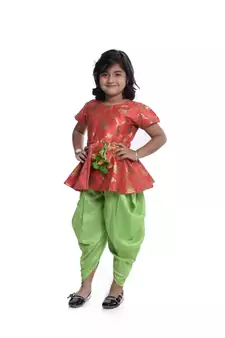 Pink Plain Jaquard Kids Tops