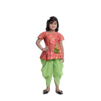 Pink Plain Jaquard Kids Tops 3