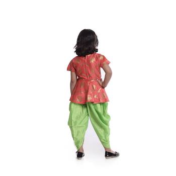 Pink Plain Jaquard Kids Tops 4