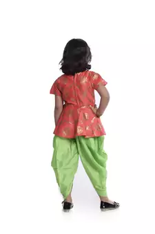 Pink Plain Jaquard Kids Tops