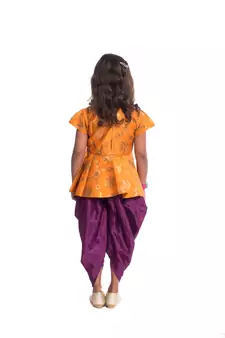 Orange Plain Jaquard Kids Tops