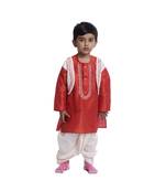 Red Plain Dupion Boys Dhoti Kurta