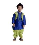 Blue Plain Dupion Boys Dhoti Kurta