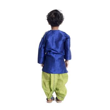 Blue Plain Dupion Boys Dhoti Kurta 4