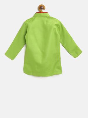 Green Plain Cotton Boys Dhoti Kurta 4