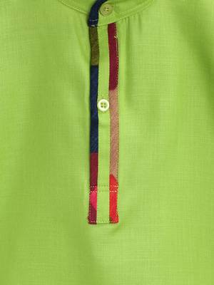 Green Plain Cotton Boys Dhoti Kurta 5