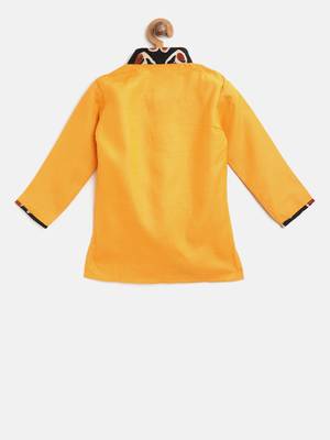 Yellow Plain Cotton Boys Dhoti Kurta 4