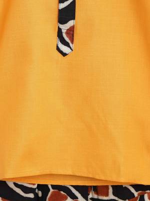 Yellow Plain Cotton Boys Dhoti Kurta 5
