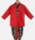 Red Plain Cotton Boys Dhoti Kurta