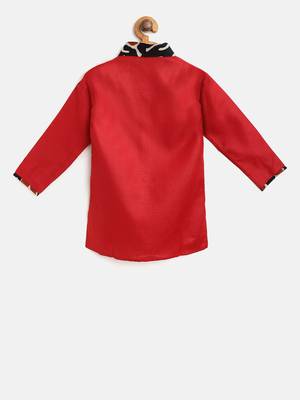 Red Plain Cotton Boys Dhoti Kurta 4