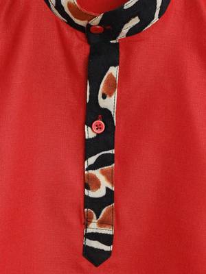 Red Plain Cotton Boys Dhoti Kurta 5