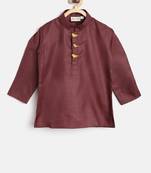Maroon Plain Cotton Boys Kurta Pyjama