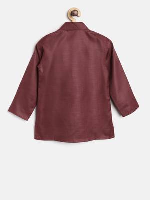 Maroon Plain Cotton Boys Kurta Pyjama 2