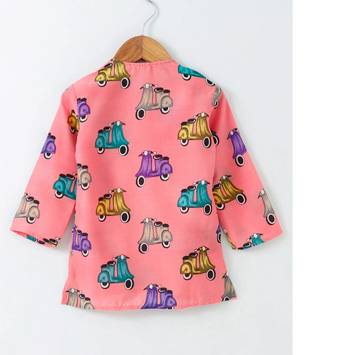 Pink Printed Blended Cotton Boys Dhoti Kurta 3