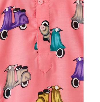 Pink Printed Blended Cotton Boys Dhoti Kurta 4