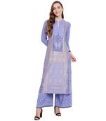 Purple woven rayon kurta and palazzo