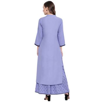Purple woven rayon kurta and palazzo 2