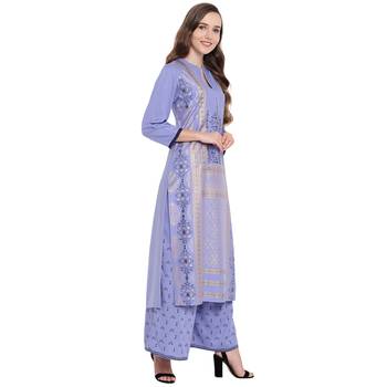 Purple woven rayon kurta and palazzo 3
