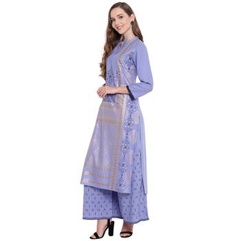 Purple woven rayon kurta and palazzo 4