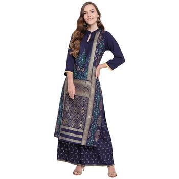 Blue woven rayon kurta and palazzo  1