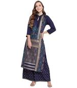 Blue woven rayon kurta and palazzo 