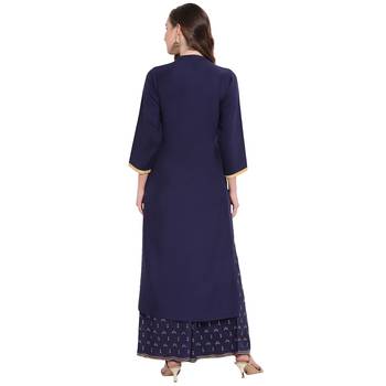 Blue woven rayon kurta and palazzo  2