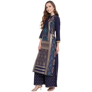 Blue woven rayon kurta and palazzo  3